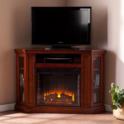 Claremont Convertible Media Electric Fireplace - Brown Maho