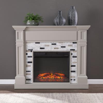 Birkover Base Electric Fireplace w/ Marble Surround