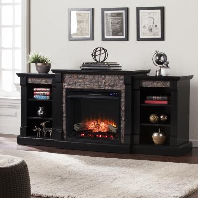 Gallatin Touch Screen Electric Fireplace w/ Bookcases