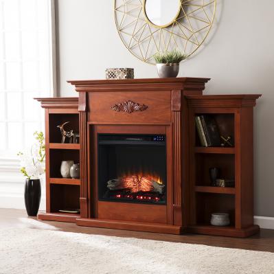 Tennyson Touch Screen Electric Fireplace w/ Bookcases