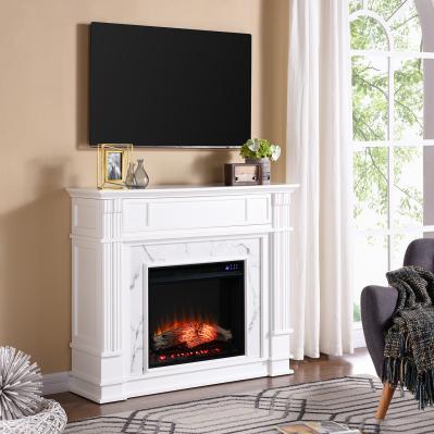 Highgate Faux Cararra Marble Touch Screen Electric Media Fireplace - White