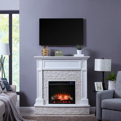 Jacksdale Touch Screen Electric Media Fireplace w/ Faux Stone