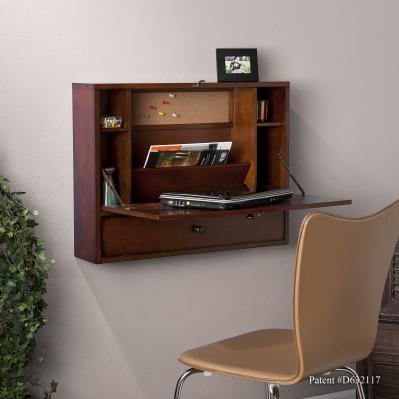 Benwick Wall Mount Laptop Desk - Brown Mahogany