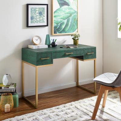 Carabelle Emerald and Gold Writing Desk w/ Drawers