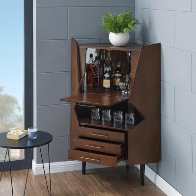 Larson Corner Bar Cabinet - Midcentury Modern - Dark Tobacco