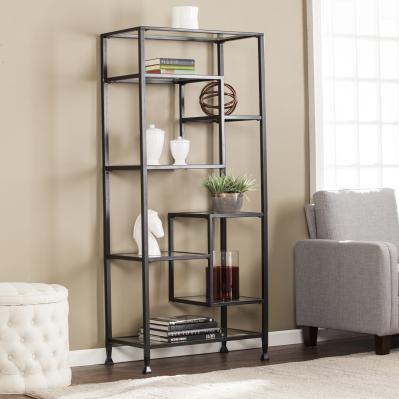 Jaymes Metal/Glass Asymmetrical etagere/Bookcase