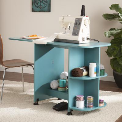 Stradville Expandable Rolling Sewing Table/Craft Station - Turquoise