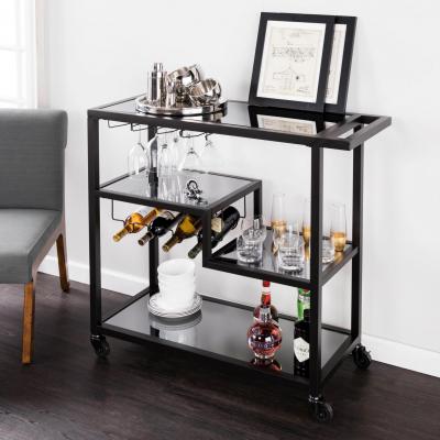 Holly & Martin Zephs Bar Cart - Black w/ Smoked Mirror