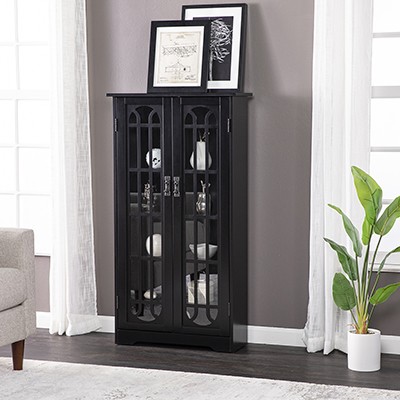 Window Pane Media Cabinet - Black