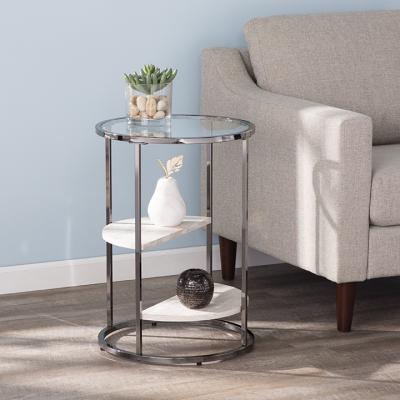 Ledermore Round Side Table w/ Faux Stone