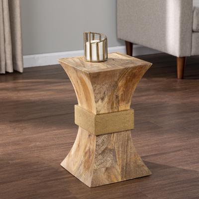 Turvey Square Side Table w/ Brass Accents