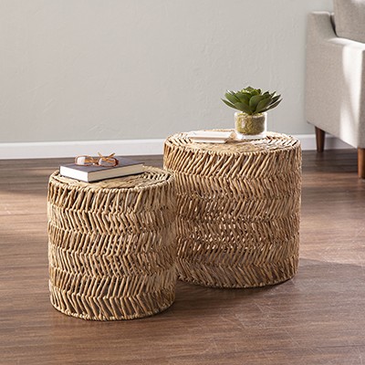 Davari Water Hyacinth Nesting Tables - 2pc Set