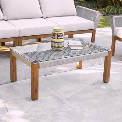 Brendina Outdoor Glass-Top Cocktail Table