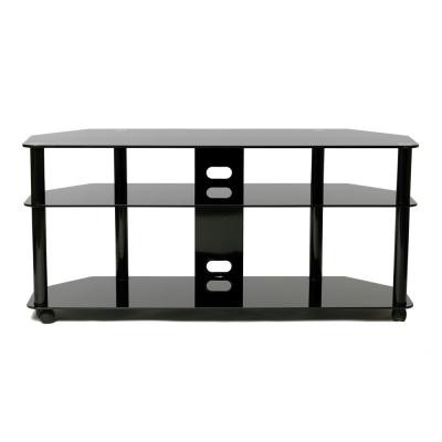 Versatile Gloss Black Plasma/LCD TV Stand With Casters For Up To 60