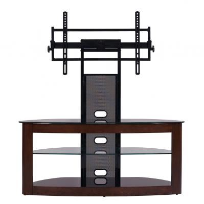 Flat panel TV universal mounting system with 3 AV component shelves (Dark Oak/Black)