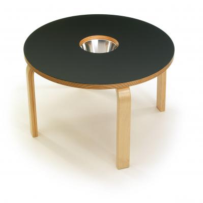 Woody Chalkboard Table - Black with Stainless Bowl