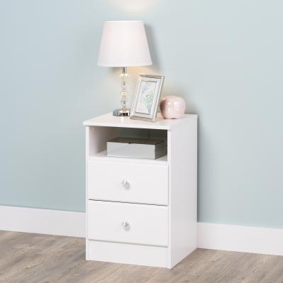 Astrid 2-Drawer Crystal White Nightstand