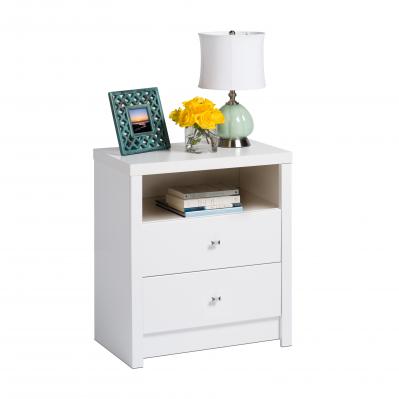 Calla Tall 2-Drawer Nightstand in Pure White