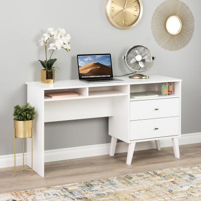 Milo Desk with Side Storage and 2 Drawers, White