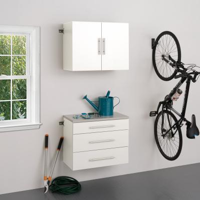 HangUps 72 in. H x 30 in. W x 16 in. D White Wall Mounted Storage Cabinet Set A