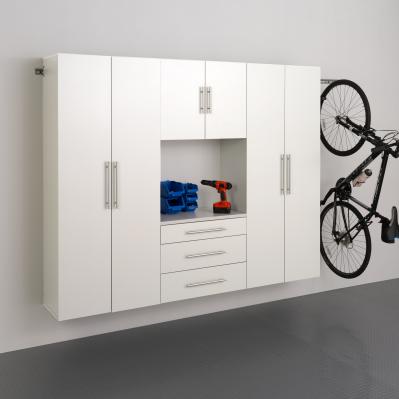 HangUps 72 in. H x 90 in. W x 16 in. D White Wall Mounted Storage Cabinet Set G