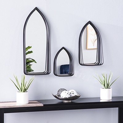 Wygen Decorative Mirrors w/ Shelves - 3pc Set