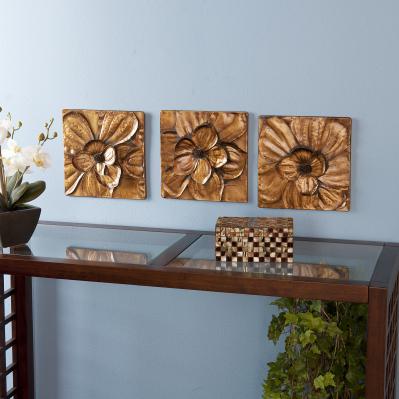 Magnolia Wall Panel 3pc Set - Gold