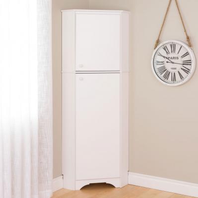 Elite Tall 2-Door Corner Storage Cabinet, White