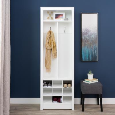 Space-Saving Entryway Organizer with Shoe Storage, White