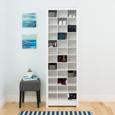 White Space-Saving Shoe Storage Cabinet