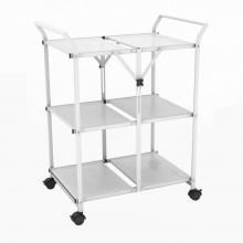 3 Shelf Folding Cart With Handle In White