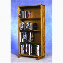 Solid Oak 4 Row Dowel DVD Cabinet Tower