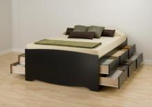 Black Tall Queen Captain's Platform Storage Bed with 12 Drawers