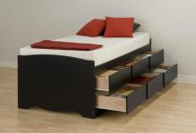 Black Tall Twin Captain's Platform Storage Bed with 6 Drawers