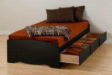 Black Twin XL Mate's Platform Storage Bed with 3 Drawers