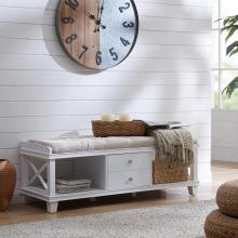 Wyndcliff White Upholstered Storage Bench