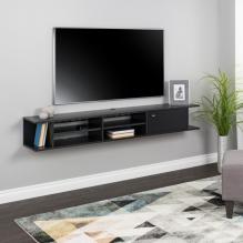 Wall Mounted Media Console with Door, Black
