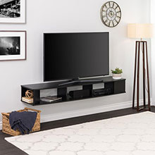 Black 70 in. Wide Wall Mounted TV Stand