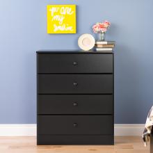 Astrid 4-Drawer Dresser, Black