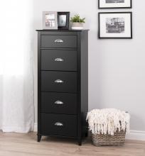 Yaletown 5-Drawer Tall Chest, Black