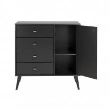 Milo MCM 4-drawer Chest with Door, Black