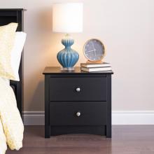 Black Sonoma 2 Drawer Nightstand