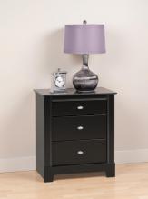 Black Kallisto 3 Drawer Nightstand