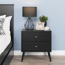 Milo 2-drawer Nightstand, Black