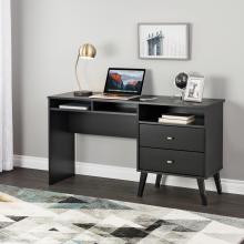 Milo Desk with Side Storage and 2 Drawers, Black