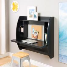 Black Floating Desk with Storage