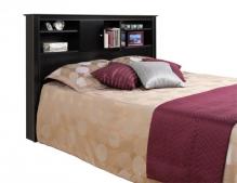 Black Full/Queen Kallisto Bookcase Headboard with Doors