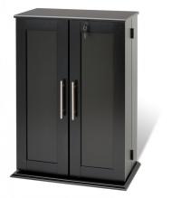 Black Locking Media Storage Cabinet with Shaker Doors