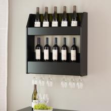 Black 2-Tier Floating Wine and Liquor Rack