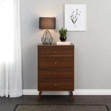 Prepac Milo Mid Century Modern 4-Drawer Chest, Cherry